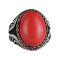 925 Sterling Silver Ring - Artificial Stone Silver Ring - Handmade Ring (Artificial Red Coral)
