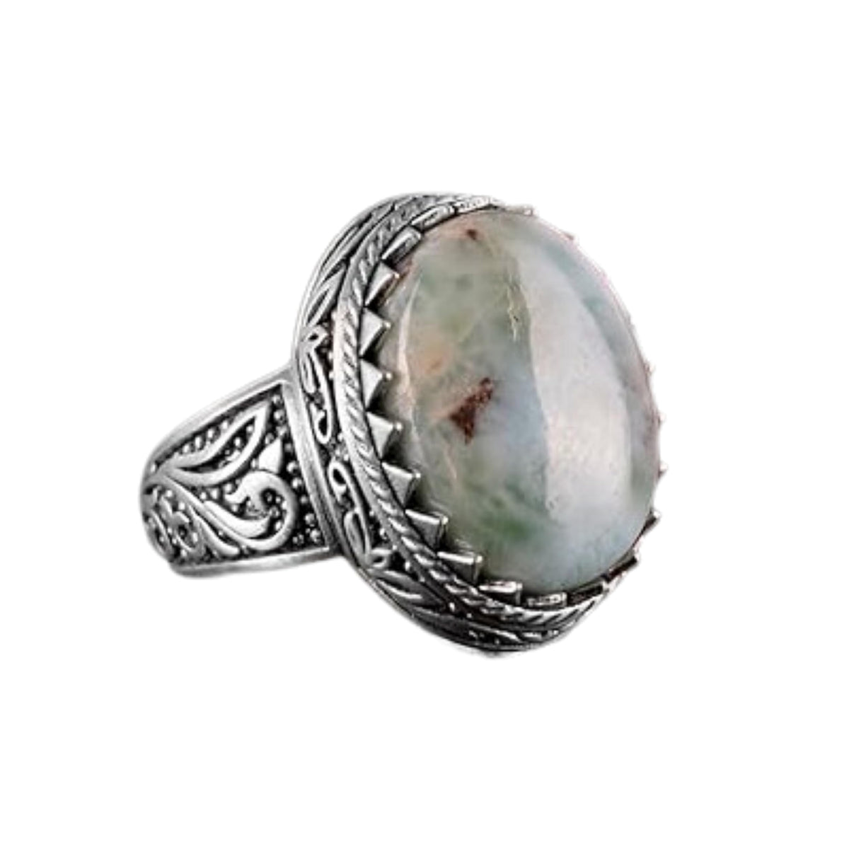 Handmade Larimar Stone Ring - Calm 925 Sterling Silver Men's Ring