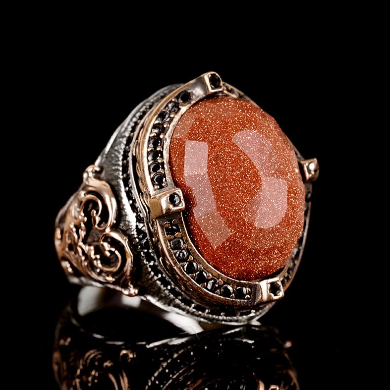Natural Stone Ring, Oval Ring, 925 Sterling Silver Ring — 8