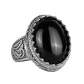 Handmade Obsidian Stone Ring - 925 Sterling Silver Men's Ring