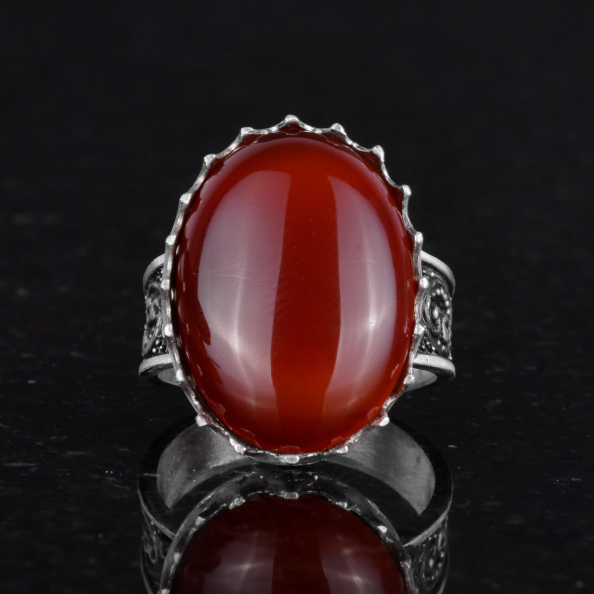 Natural Red Agate Ring - 925 Sterling Silver Handmade Ring — 4