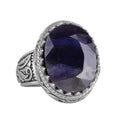 Handmade Natural Blue Sapphire Stone Ring - 925 Sterling Silver Men's Ring