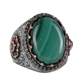 Natural Malachite Stone Ring - 925 Sterling Silver Handmade Ring (Model-2)