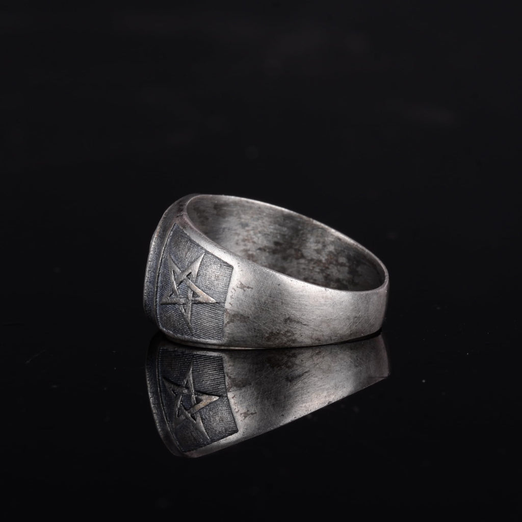 KAMBO 925 Sterling Silver Ram Head Ring – Handmade Men's Statement Ring – Star Designed Ram Symbol – Dark Silver Jewelry — 7
