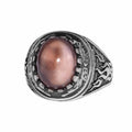 KAMBO Natural Opal 925 Sterling Silver Men's Ring – Fire-Inspired Side Design Handmade Statement Ring (Style-4)