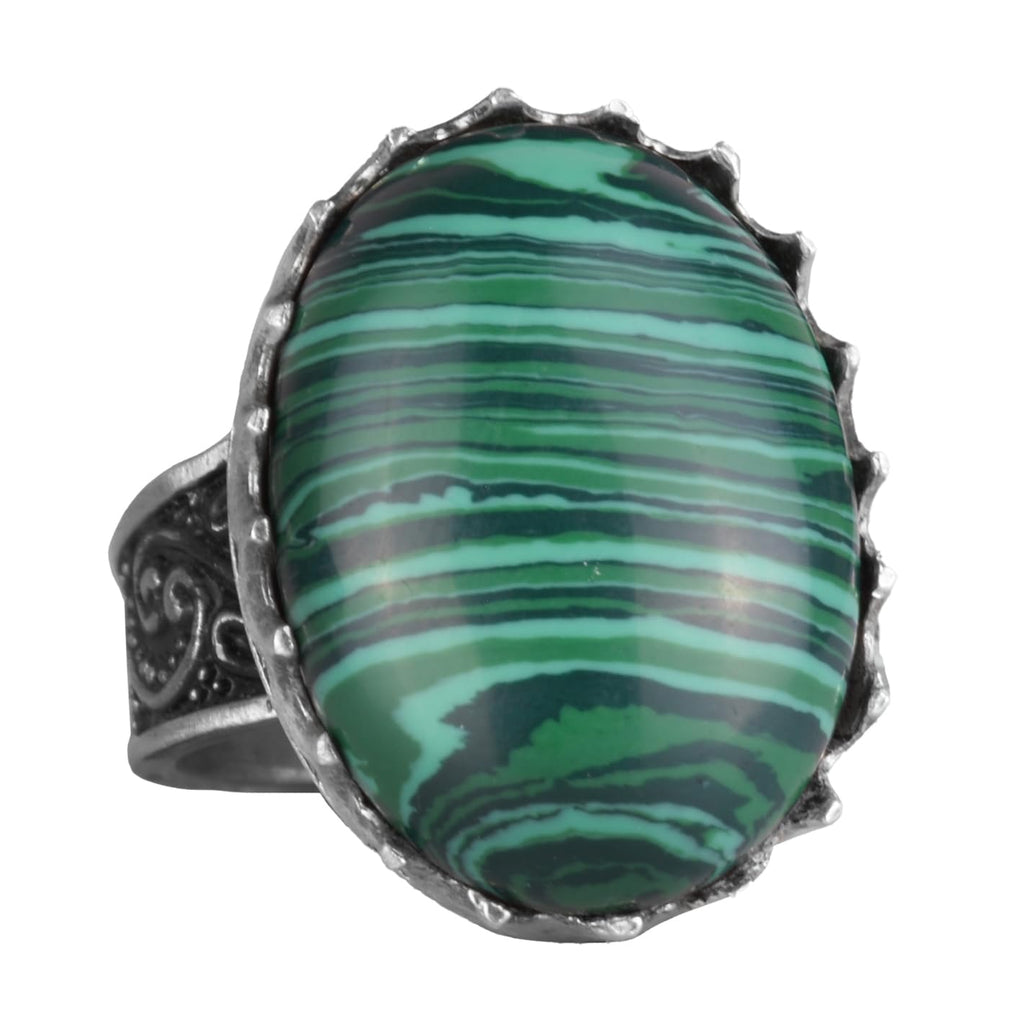 Natural Malachite Stone Ring - 925 Sterling Silver Handmade Ring