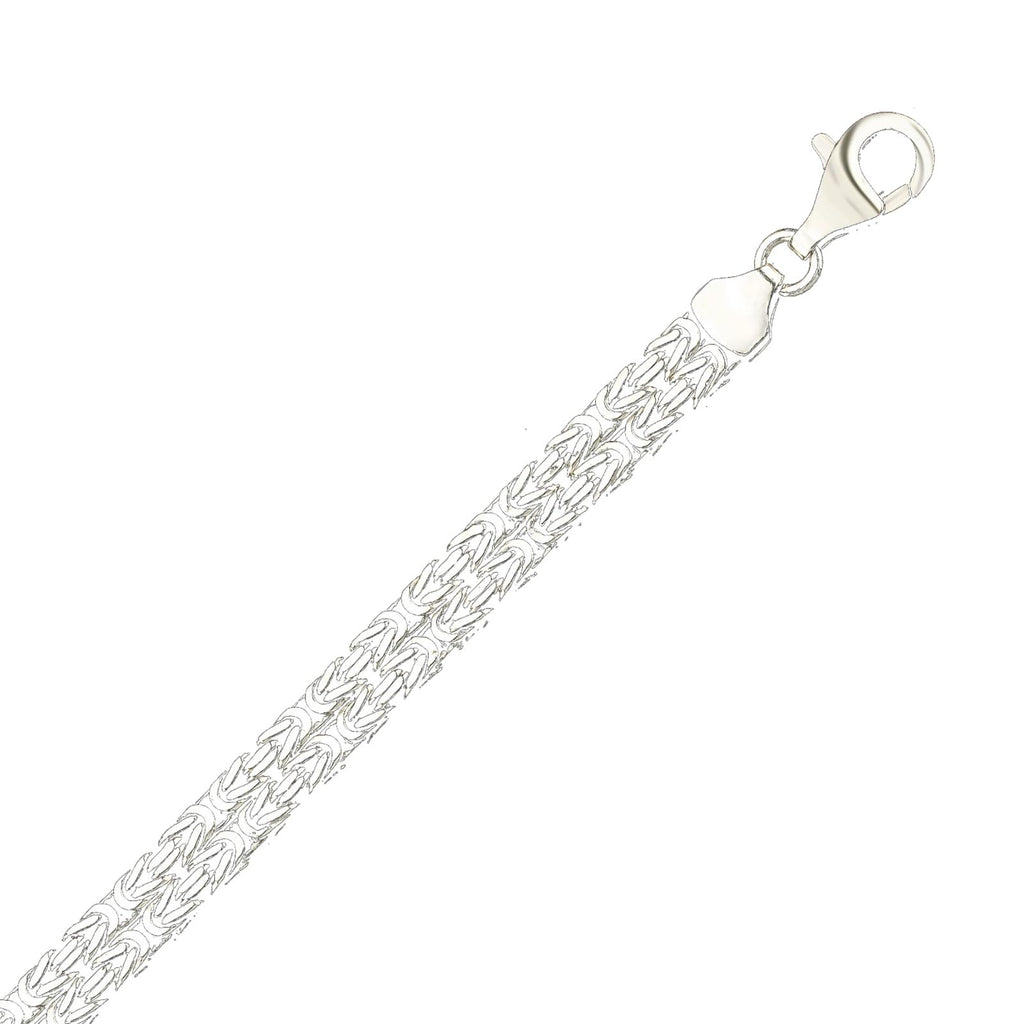 KAMBO Handmade 925 Sterling Silver Double Square Byzantine King Chain Necklace, Oxidized Finish, Unisex Statement Jewelr