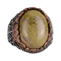 Natural Stone Handmade Ring - 925 Sterling Silver Ring - Unique Unakite Ring