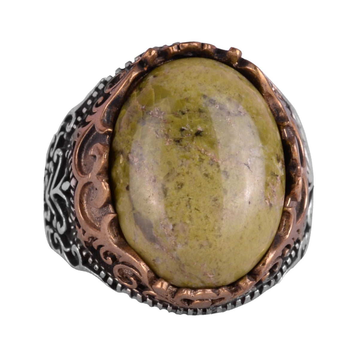 Natural Stone Handmade Ring - 925 Sterling Silver Ring - Unique Unakite Ring