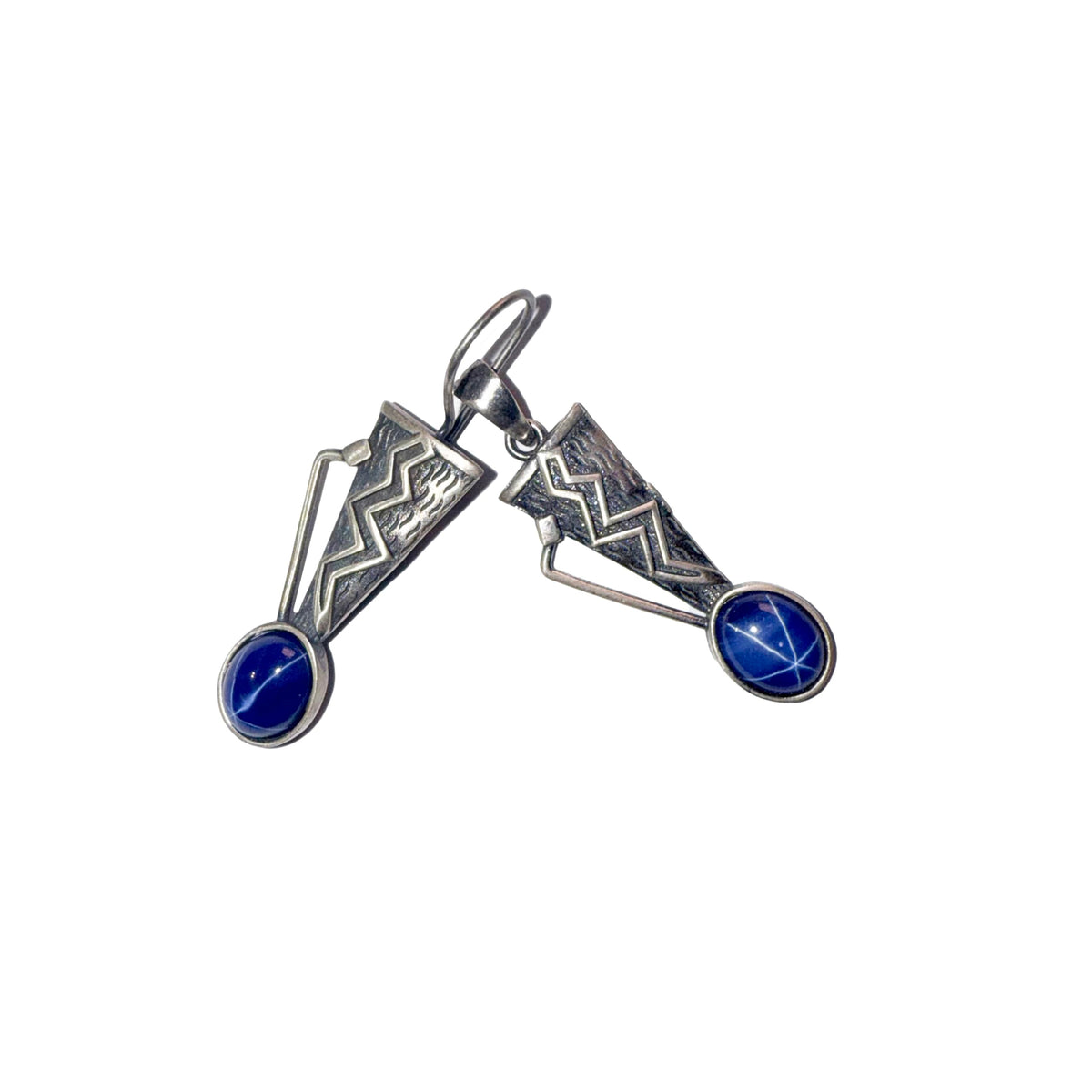 925 Sterling Silver Huggie Hoop Earrings – Natural Star Sapphire Stone Elegant Vintage Design