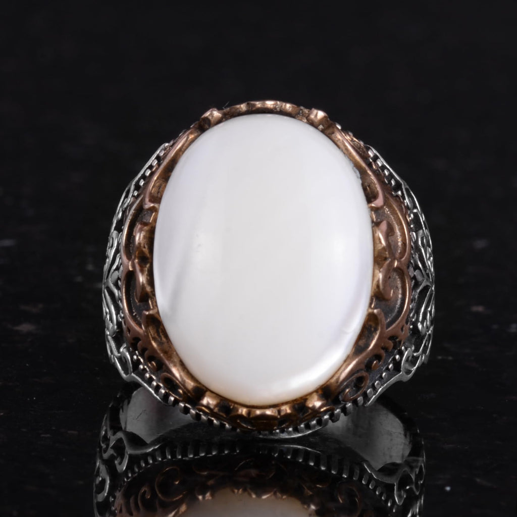 Natural Pearl Stone Handmade Ring - 925 Sterling Silver — 4