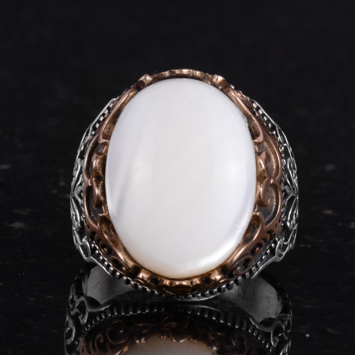 Natural Pearl Stone Handmade Ring - 925 Sterling Silver — 4