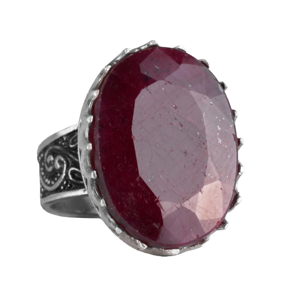 Natural Ruby Stone Ring - 925 Sterling Silver Handcrafted Ring