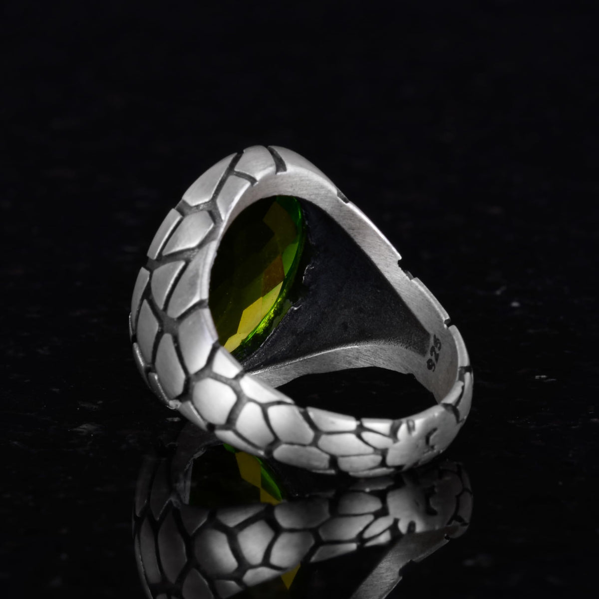 Luxury 925 Sterling Silver Synthetic Stone Ring - Various Collection (Peridot Synthetic Stone) — 4