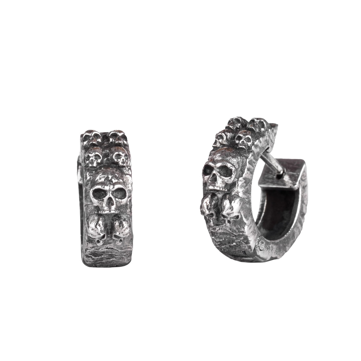 925 Sterling Silver Skull Hoop Earrings – Gothic Punk Style, Handmade Unisex Jewelry for Men and Women