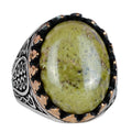 925 Sterling Silver Men's Ring - Unakite Stone Handmade Elegance
