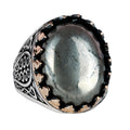 925 Sterling Silver Men's Ring - Natural Pyrite Stone