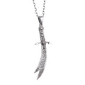 925 Sterling Silver Zulfiqar Sword Necklace - Zircon Stone Islamic Jewelry (White)