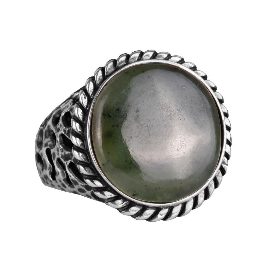 Natural Stone Ring - Jade with 925 Sterling Silver Men's Ring