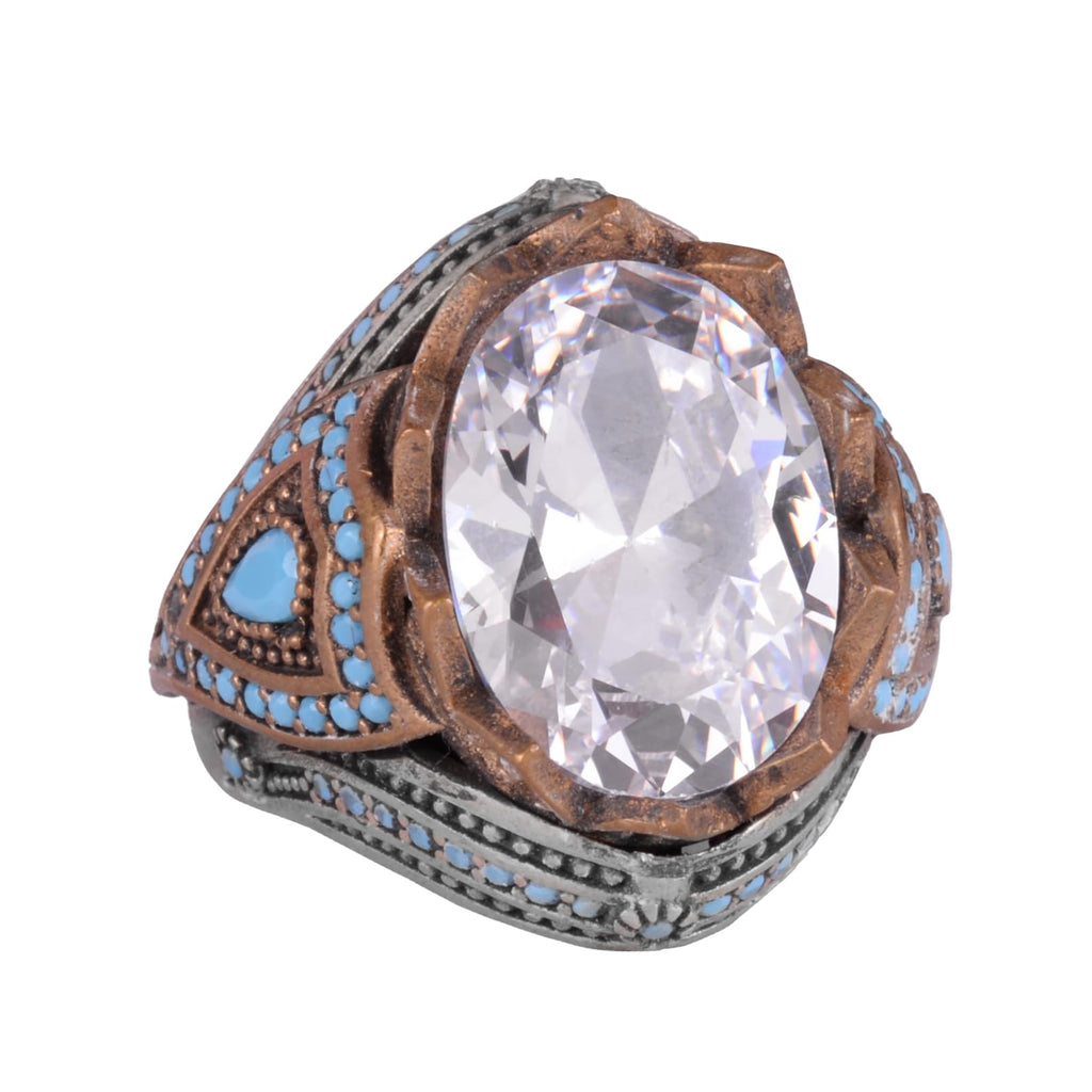 Synthetic Stone Ring - Handmade 925 Sterling Silver Men's Jewelry