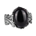 Vintage Bohemian Design Silver Women's Ring with Natural Onyx Stone