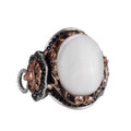 Lion Head Men's Ring, Natural Pearl Stone Ring - 925 Sterling Silver Ring