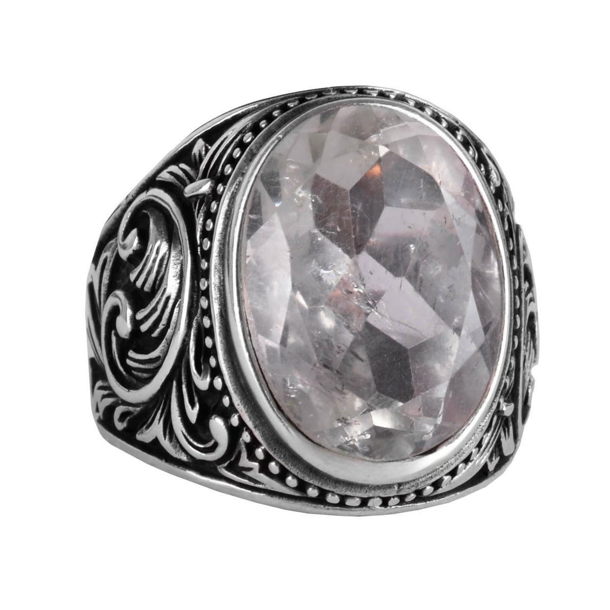 Handmade Green Amethyst Stone Ring - Spiritual 925 Sterling Silver Men's Ring - Intuition and Protection Design