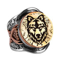 Wolf Head Ring, Sword Detail Silver Ring, 925 Sterling Silver Men's Ring (Customizable)
