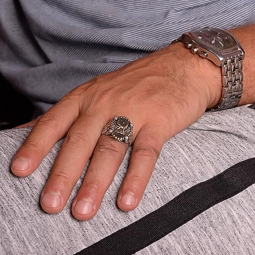 KAMBO Handmade Wolf Ring for Men, 925 Sterling Silver Adjustable Band, Wildlife Design Statement Jewelry, Vintage Style 
