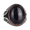 925 Sterling Silver Ring - Synthetic Stone Silver Ring - Handmade Ring (Silver Blue Sunstone)