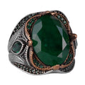 Green Paraiba Synthetic Stone Ring - 925 Sterling Silver Ring, Handcrafted Stone Jewelry