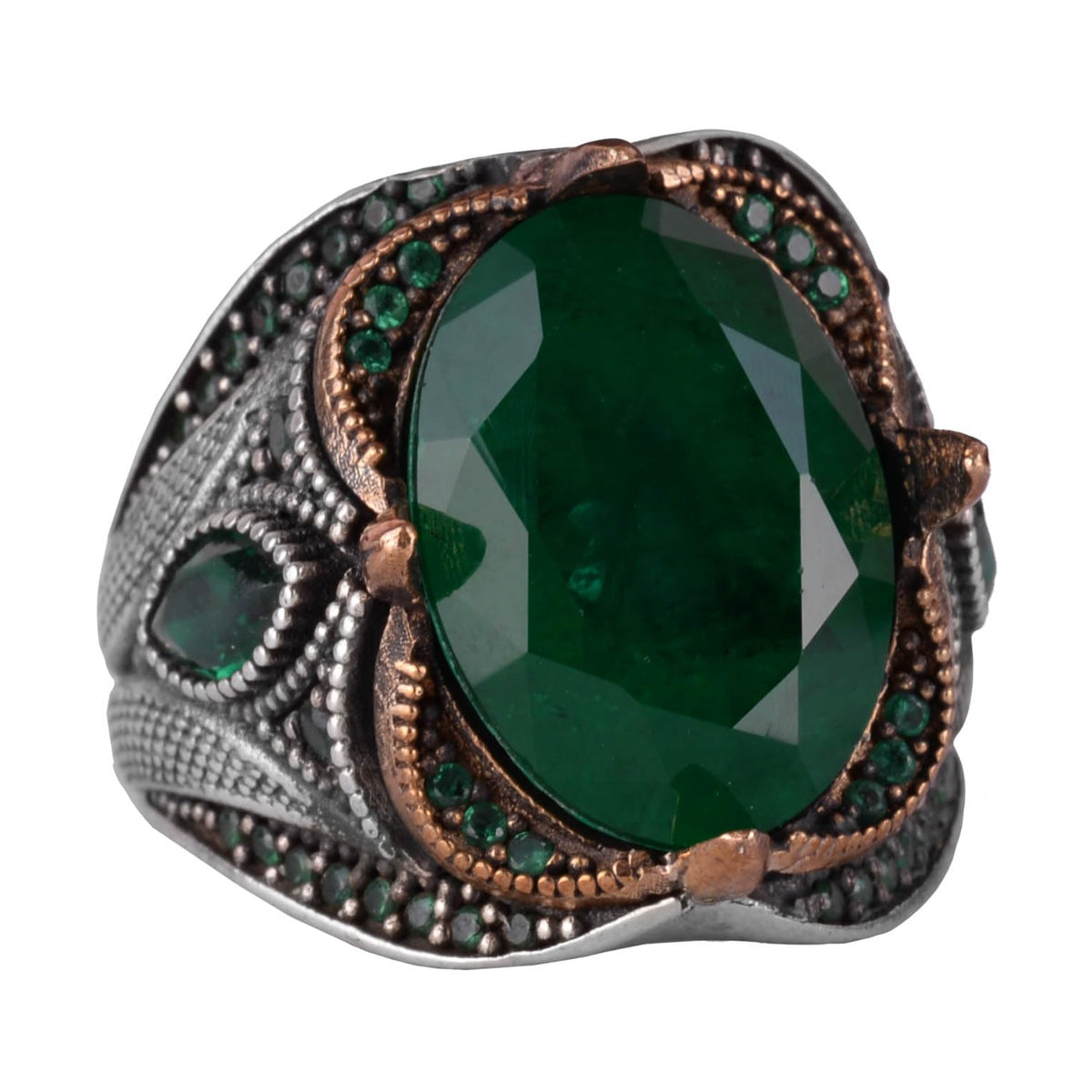 Green Paraiba Synthetic Stone Ring - 925 Sterling Silver Ring, Handcrafted Stone Jewelry