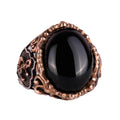 Nautical Anchor Silver Ring, 925 Sterling Silver Ring, Cabochon Onyx Stone Ring
