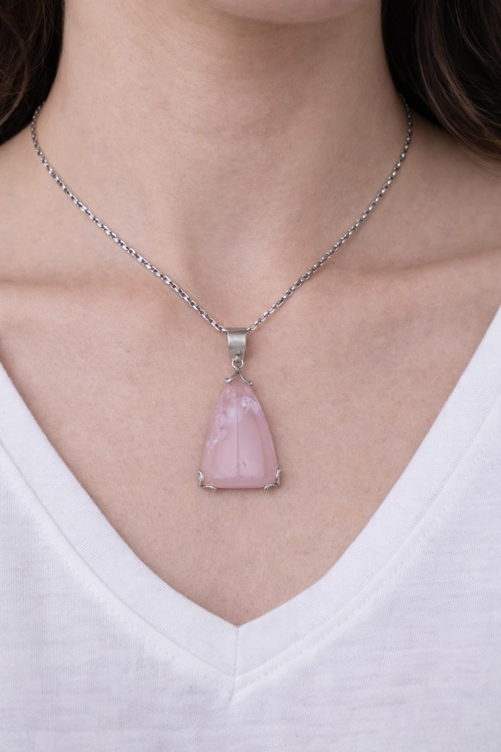 KAMBO Natural Agate Stone Necklace for Women – 925 Sterling Silver Necklace Pendant – Minimal Elegant Cabochon Jewelry — 3