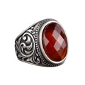 Natural Garnet Stone Ring - 925 Sterling Silver