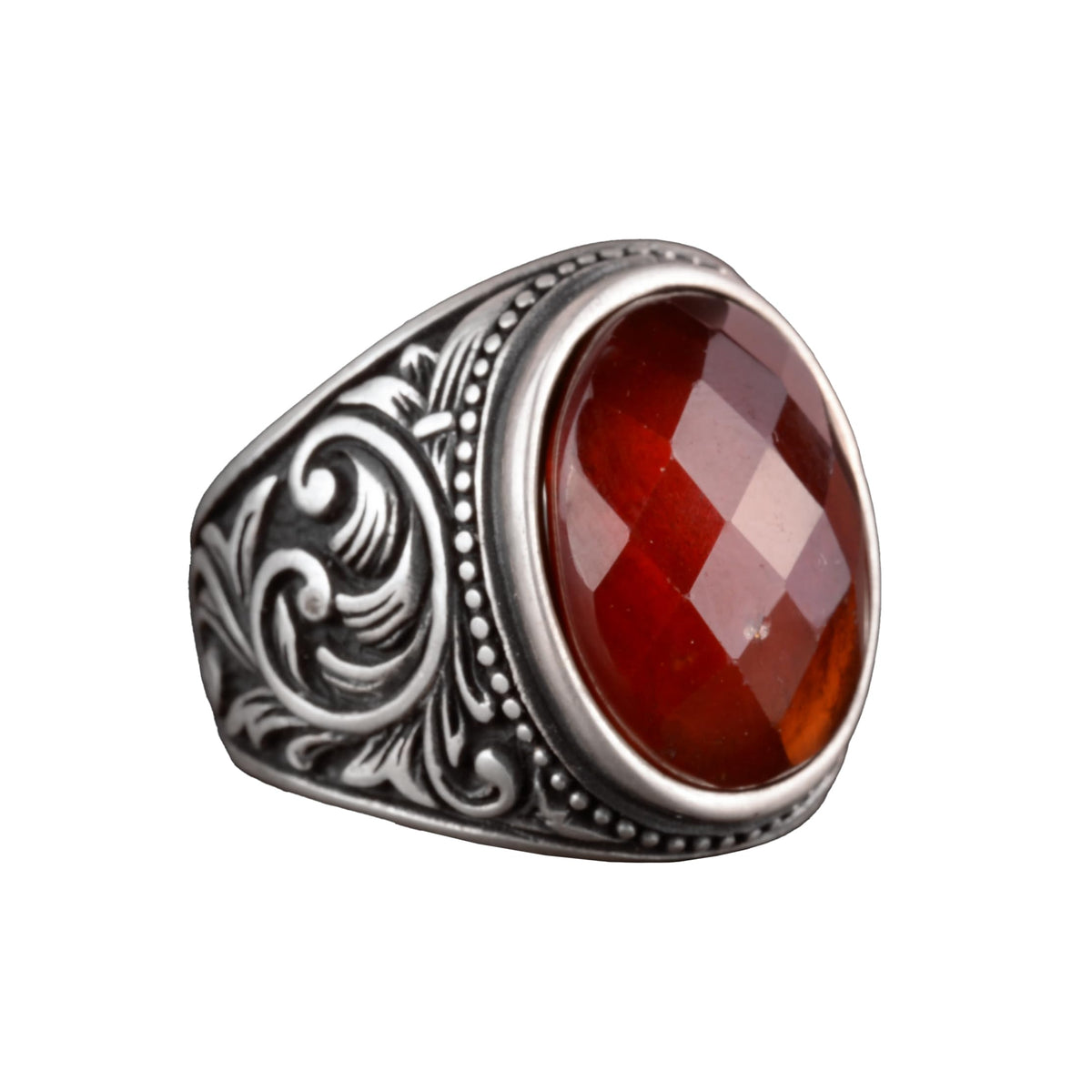 Natural Garnet Stone Ring - 925 Sterling Silver