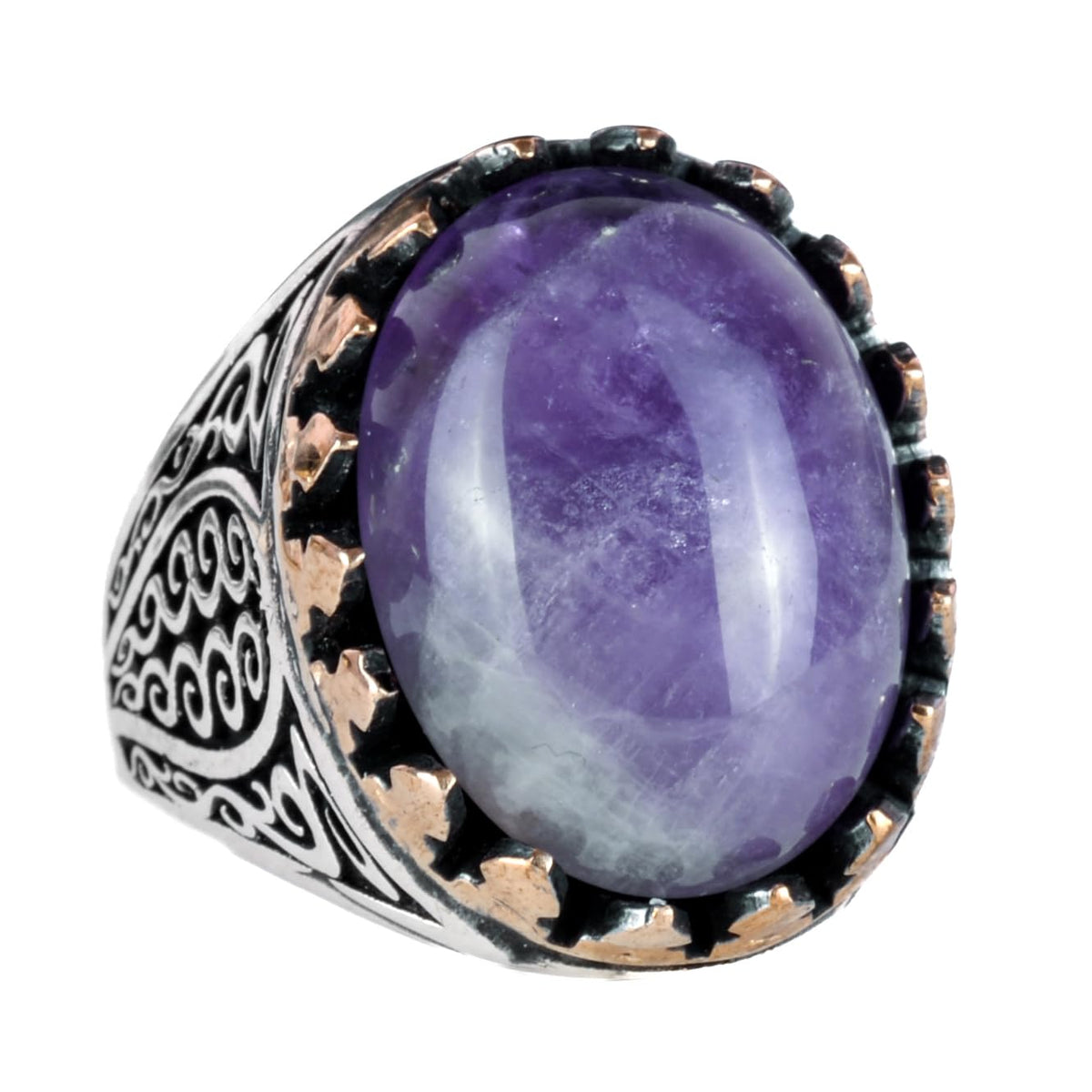925 Sterling Silver Men's Ring - Handmade Elegance with Amethyst Stone (Model-2)