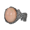 Handmade 925 Sterling Silver Men's Ring Natural Opal Stone - Leaf Pattern Ring