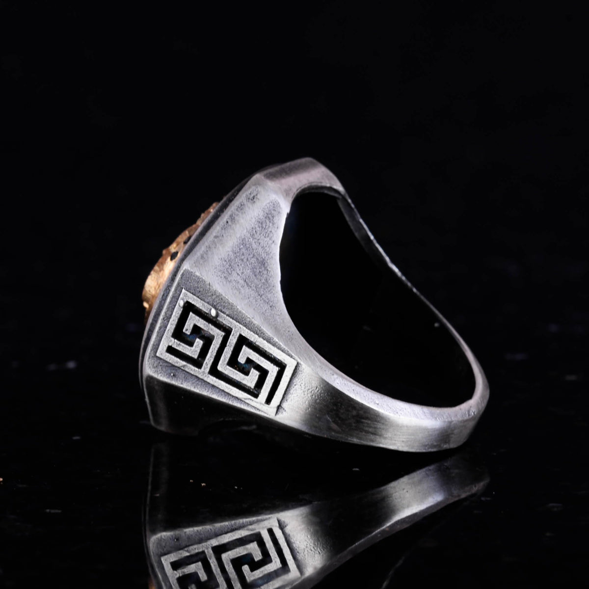 925 Sterling Silver Ring – Greek Key Pattern Men's Ring – Handmade Ring (King's Crown) — 7