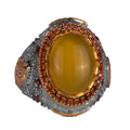 Natural Yellow Agate Stone Sultan Ring - 925 Sterling Silver