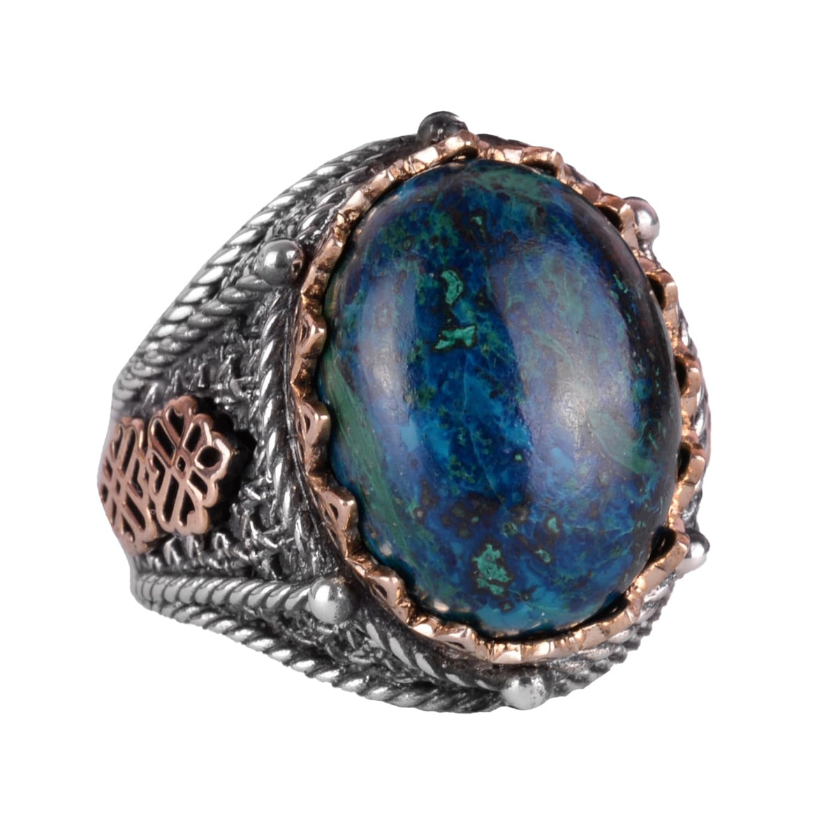 Silver Natural Azurite Gemstone Ring
