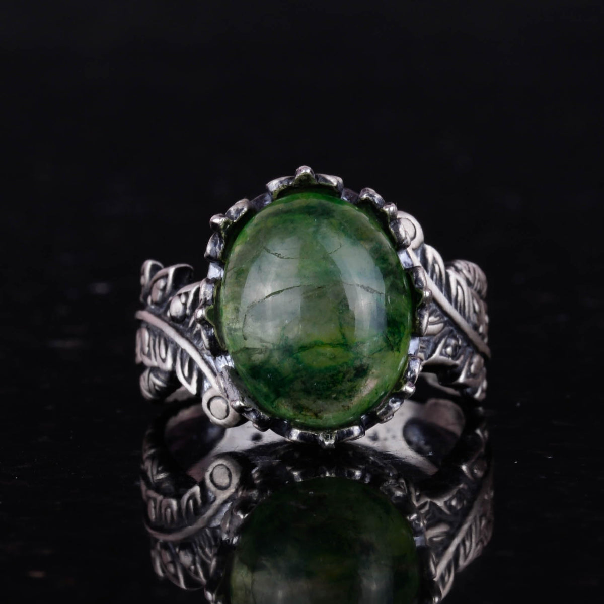 Natural Emerald Stone Ring - Handmade 925 Sterling Silver Jewelry — 4