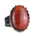 Natural Stone Ring - 925 Sterling Silver Large Ring - Handmade Ring (Red Bloodstone)