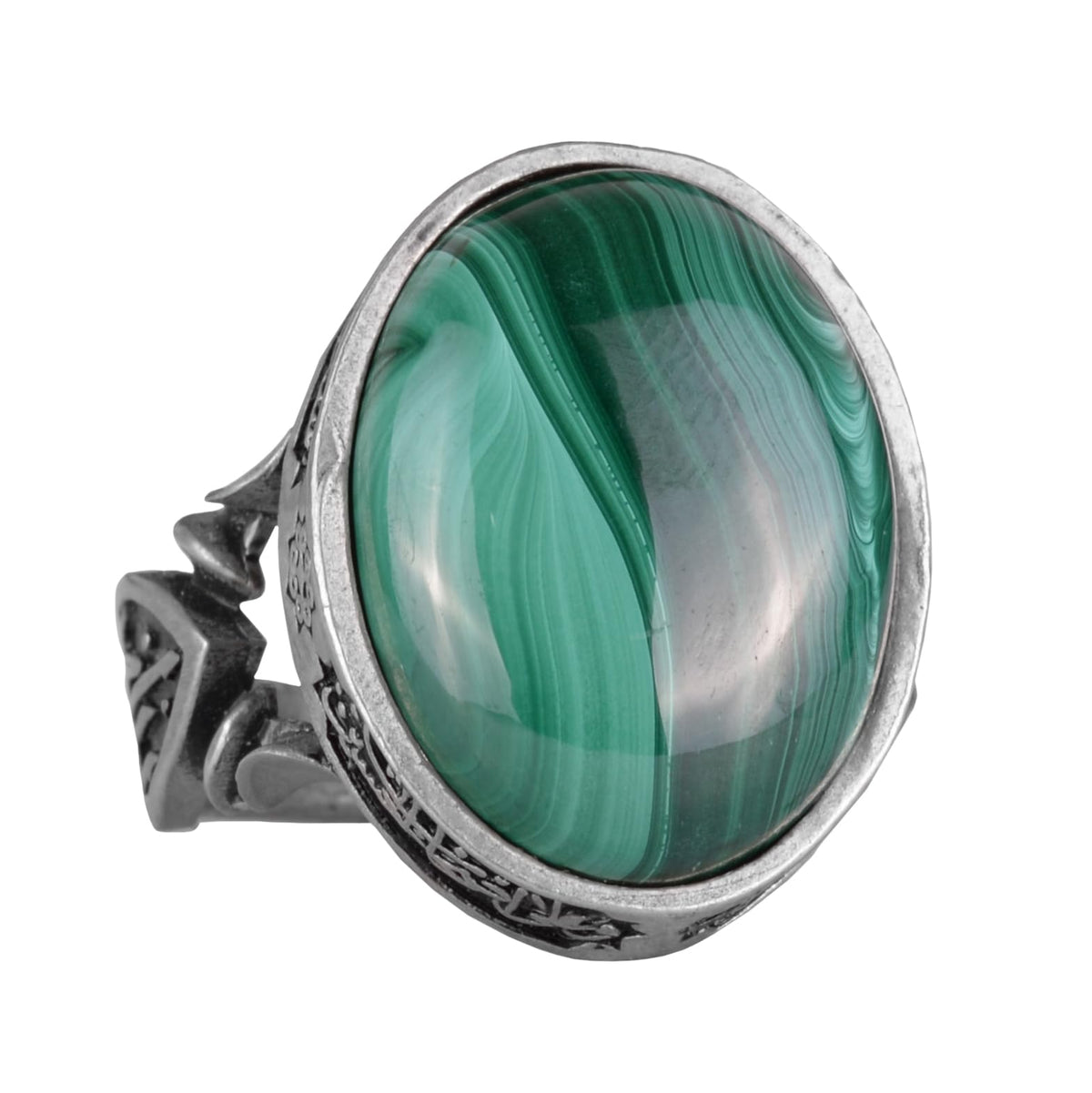 KAMBO Natural Malachite Gemstone Ring - Handmade 925 Sterling Silver Ring