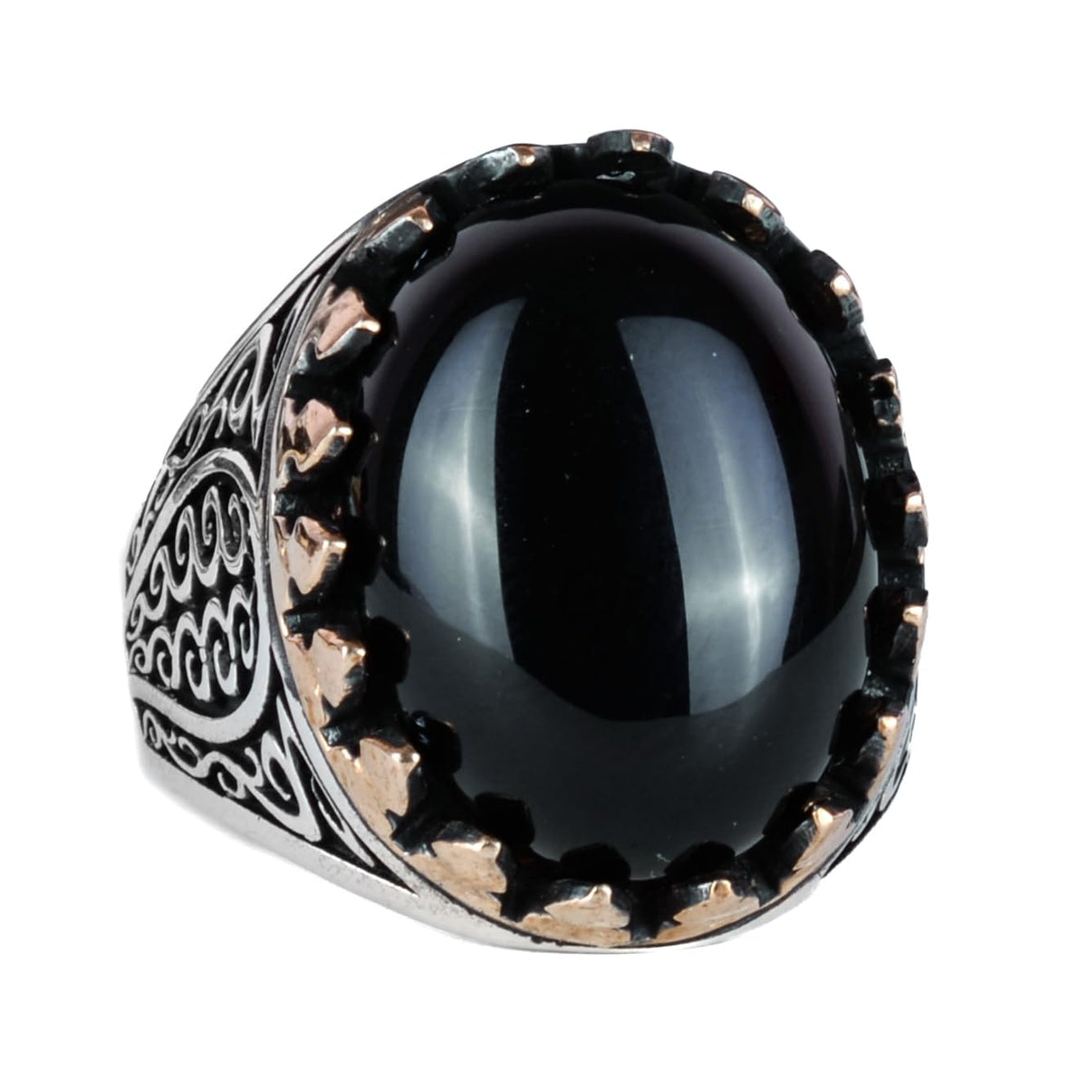925 Sterling Silver Men's Ring - Natural Onyx Stone (Model-2)