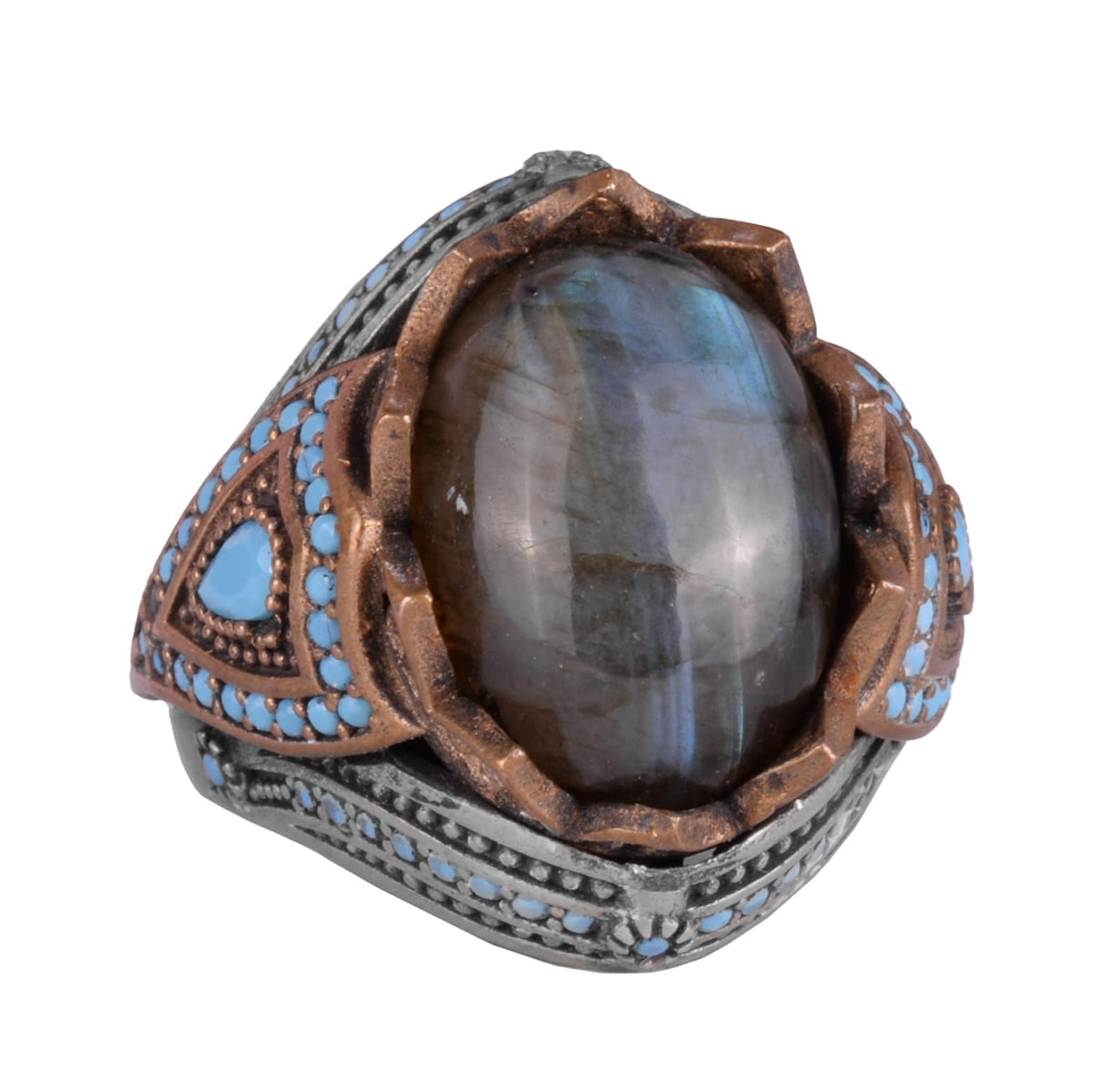 Natural Stone Ring - Handcrafted 925 Sterling Silver (Labradorite)