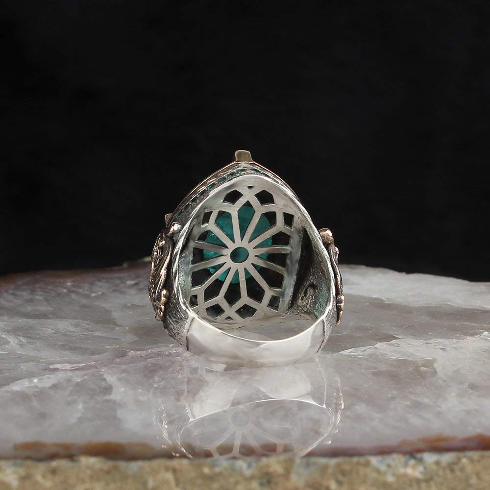 Silver Ring for Paraiba Green Stone — 5