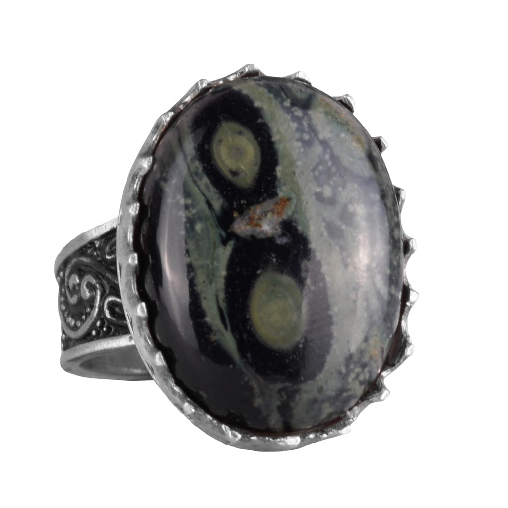 Natural Green Eye Stone Ring - 925 Sterling Silver Handmade Ring