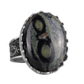 Natural Green Eye Stone Ring - 925 Sterling Silver Handmade Ring
