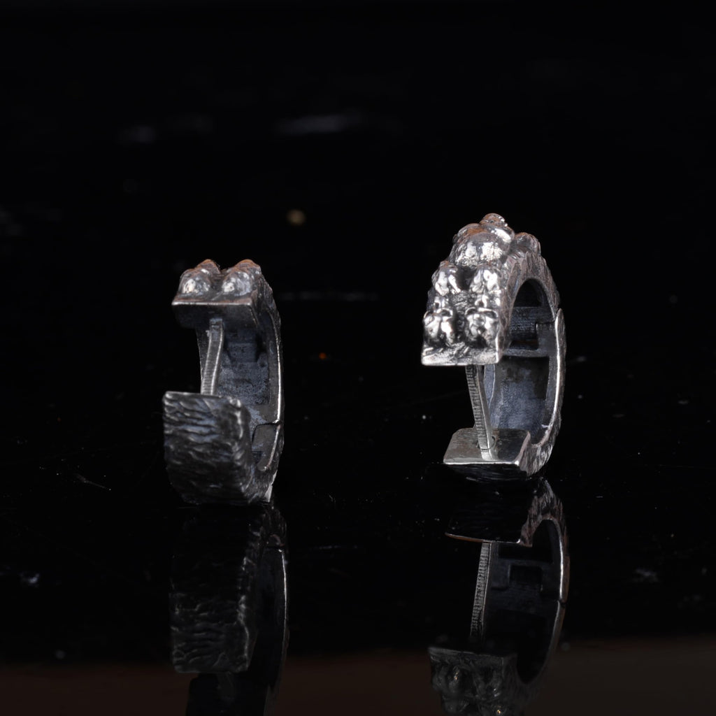925 Sterling Silver Skull Hoop Earrings – Gothic Punk Style, Handmade Unisex Jewelry for Men and Women — 6